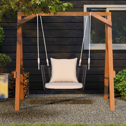 Patio Hanging Rattan Basket Chair Swing Hammock Chair with Cushions