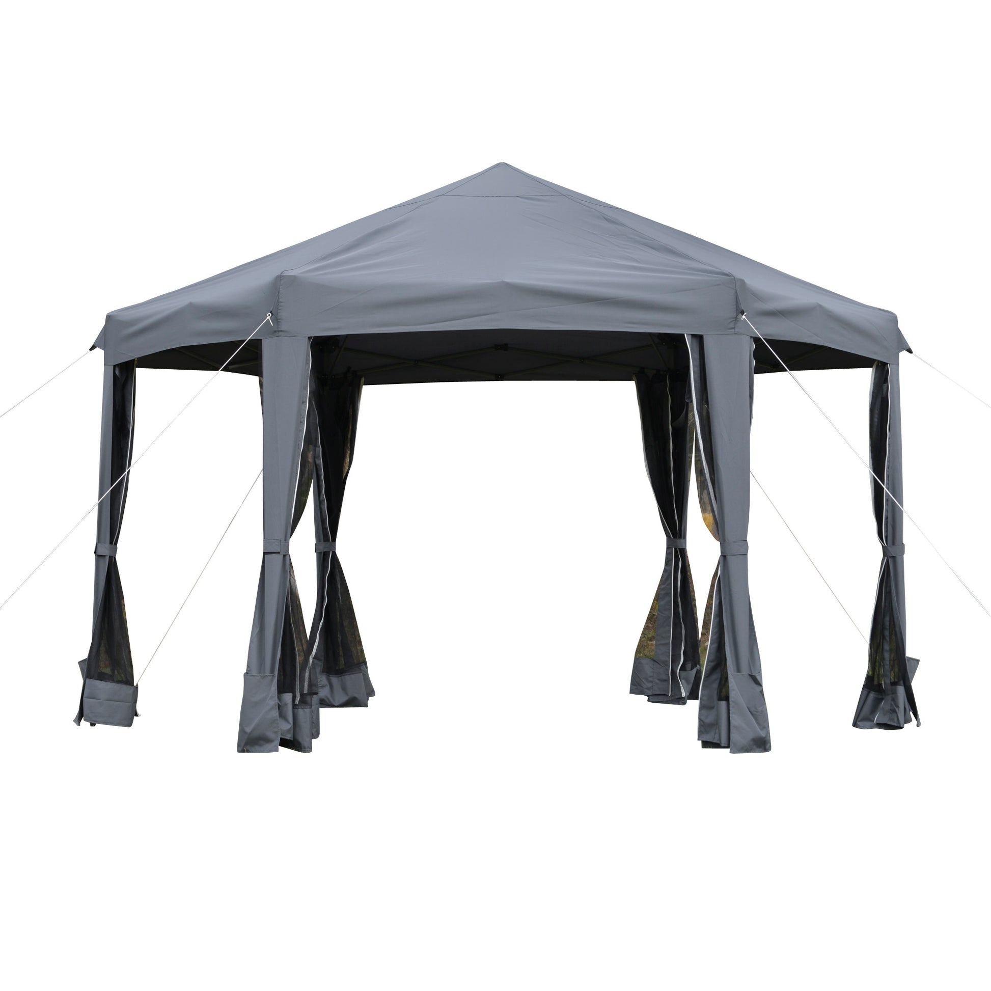 3.2M Outdoor Pop up Gazebo Hexagonal Canopy Tent with Mesh Sidewalls Handy Bag