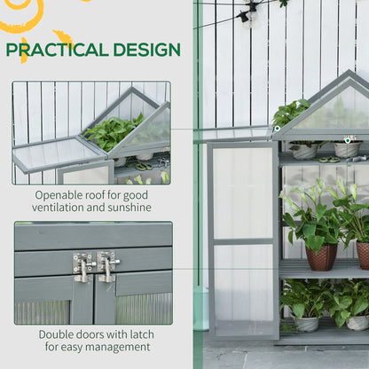 80 X 47 X 138 Cm Wooden Cold Frame Greenhouse for Plants Vegetables Flowers