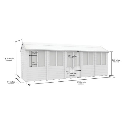8Ft X 20Ft Apex Summer Shed
