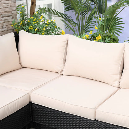 Outsunny 4 PCs Rattan Garden Furniture Outdoor Sectional Corner Sofa and Coffee Table Set