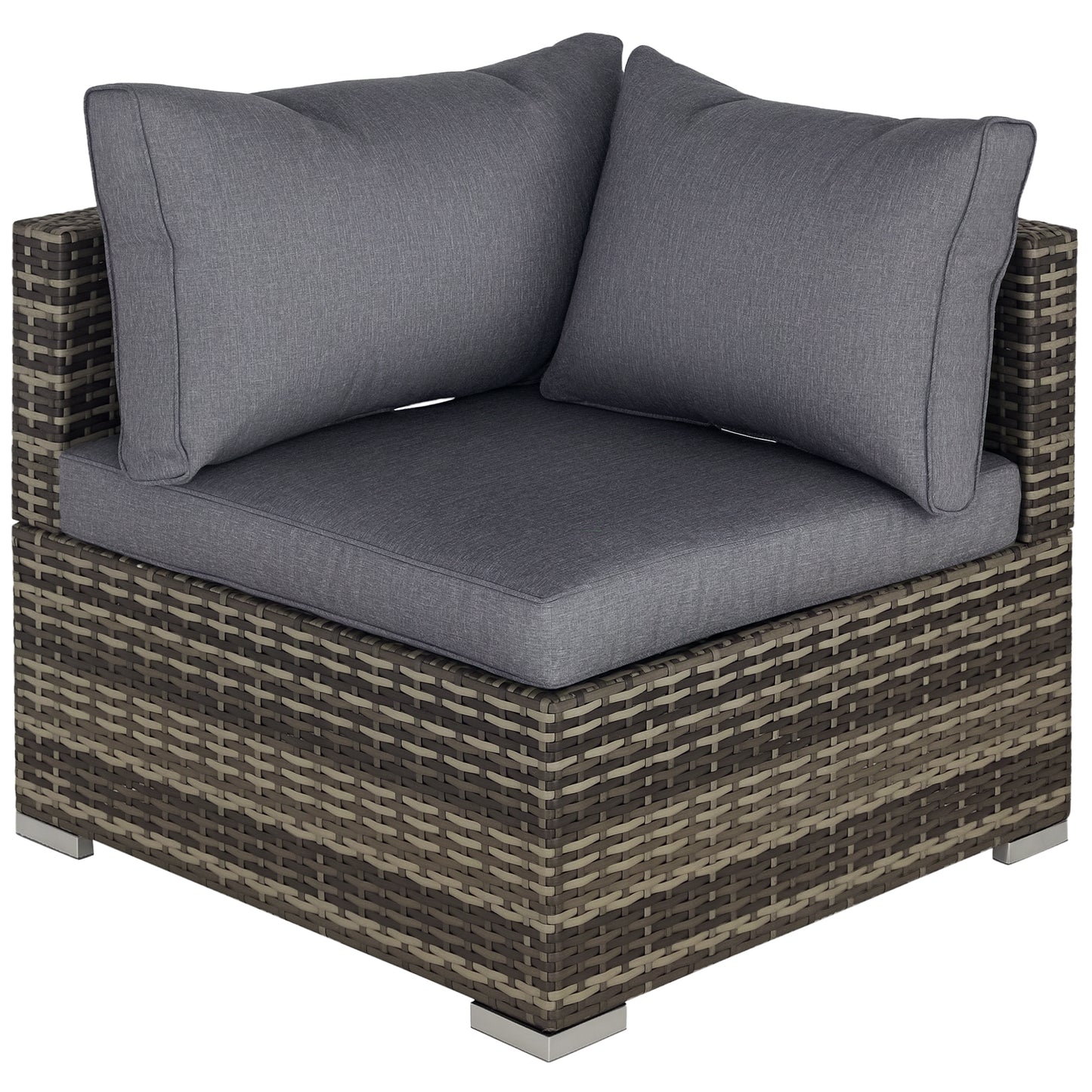 Garden Outdoor Rattan Corner Sofa,Single Sofa,Coffee Table Grey/Deep Grey
