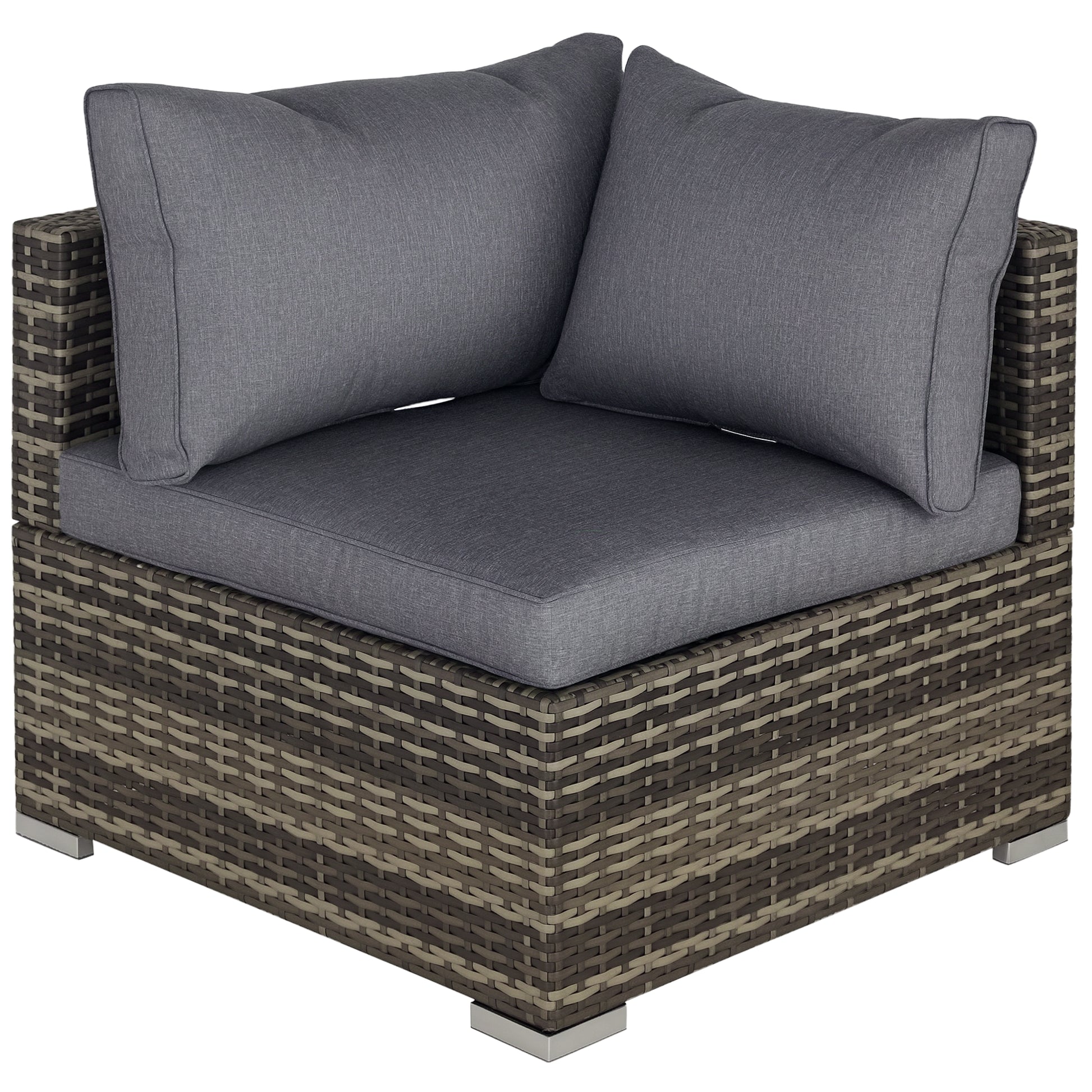 Garden Outdoor Rattan Corner Sofa,Single Sofa,Coffee Table Grey/Deep Grey