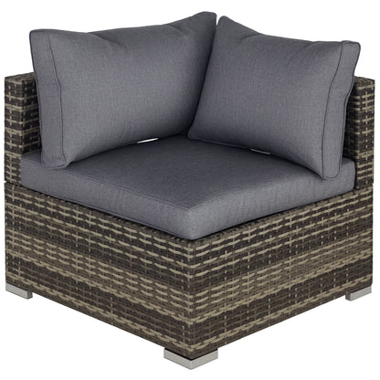 Garden Outdoor Rattan Corner Sofa,Single Sofa,Coffee Table Grey/Deep Grey