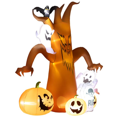 Outsunny 7.9FT Tall Halloween Inflatable Ghost Tree with Pumpkins
