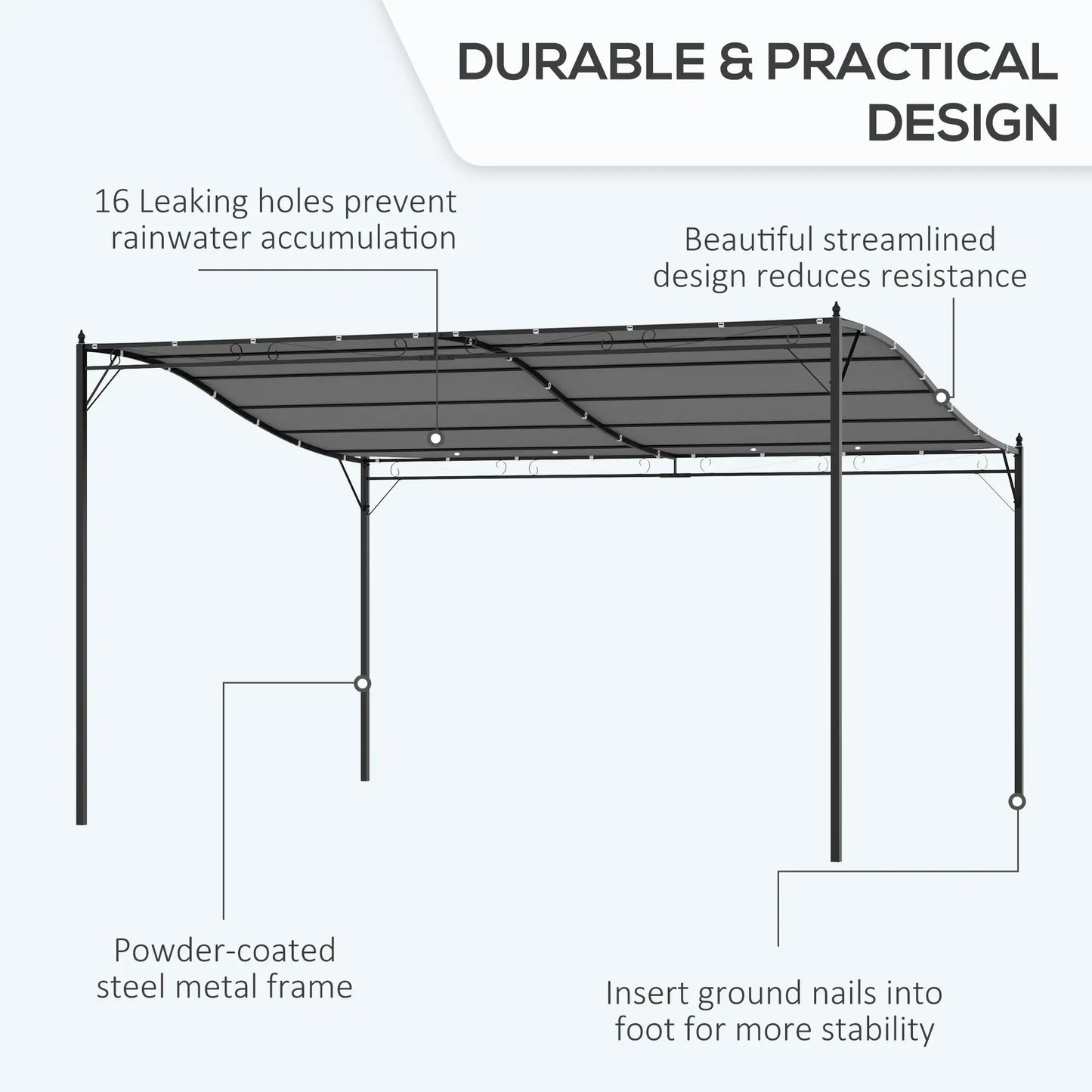 Outsunny 4 x 3 Meters Canopy Metal Wall