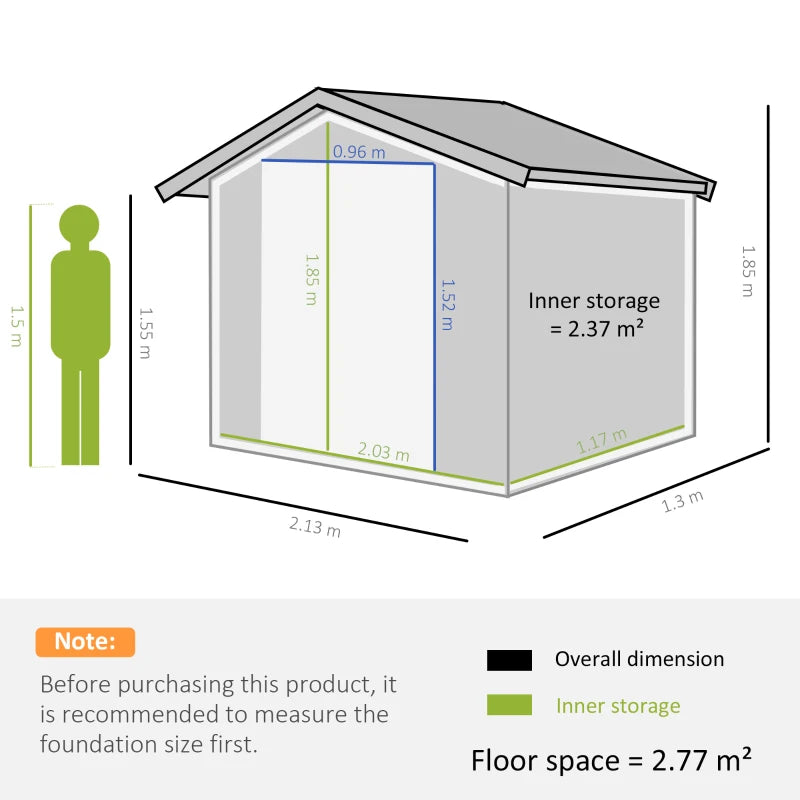 Outsunny 7 x 4ft Metal Garden Shed
