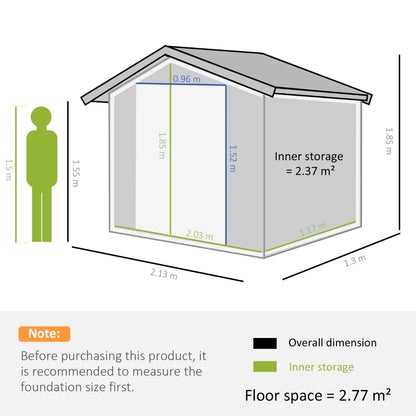 Outsunny 7 x 4ft Metal Garden Shed