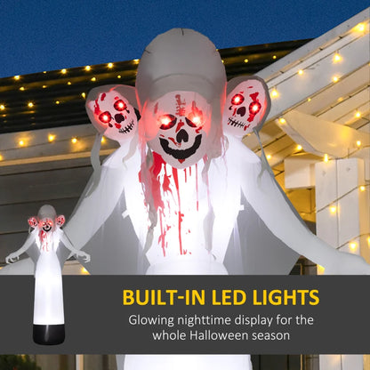 Outsunny 8.9FT Tall Halloween Inflatable Witch Ghost with Three Heads