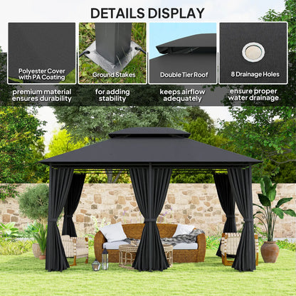 Outsunny 3 x 4m Steel Gazebo, with Curtains