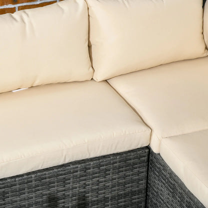 Outsunny 3 Pieces PE Rattan Garden Furniture Set with 10 cm Thick Cushions