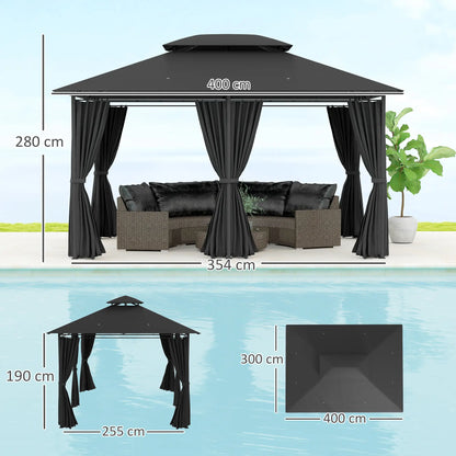 Outsunny 3 x 4m Steel Gazebo, with Curtains