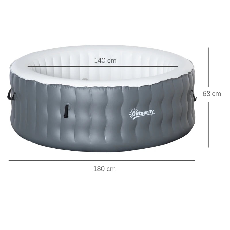 Outsunny Round Hot Tub Inflatable Spa Outdoor Bubble Spa Pool with Pump
