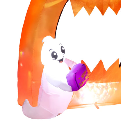Outsunny 4.9FT Tall Halloween Inflatable Pumpkin Archway with Cute Ghost