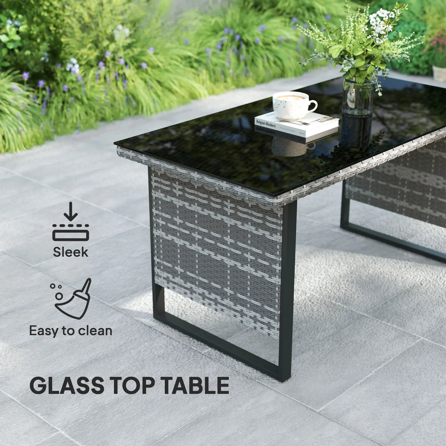 Outsunny 9 Piece Rattan Garden Furniture Set