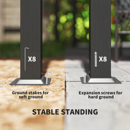 Outsunny 3 x 3m Aluminium Pergola, with Retractable Roof - Grey/Khaki