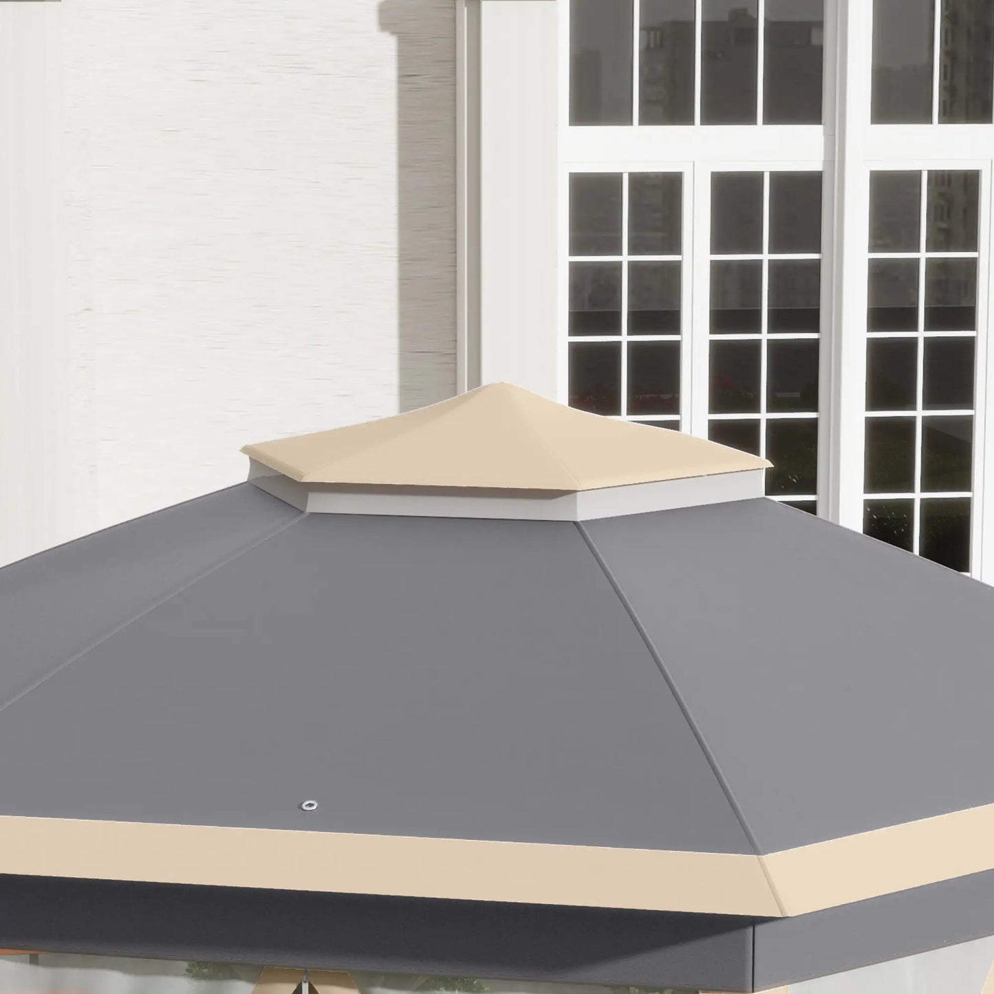 Outsunny 3 x 4m Metal Frame Hexagon Gazebo, with Curtains