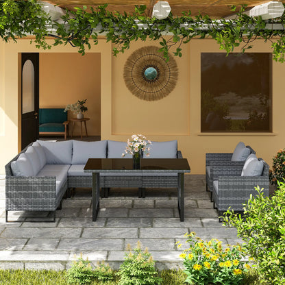 Outsunny 9 Piece Rattan Garden Furniture Set