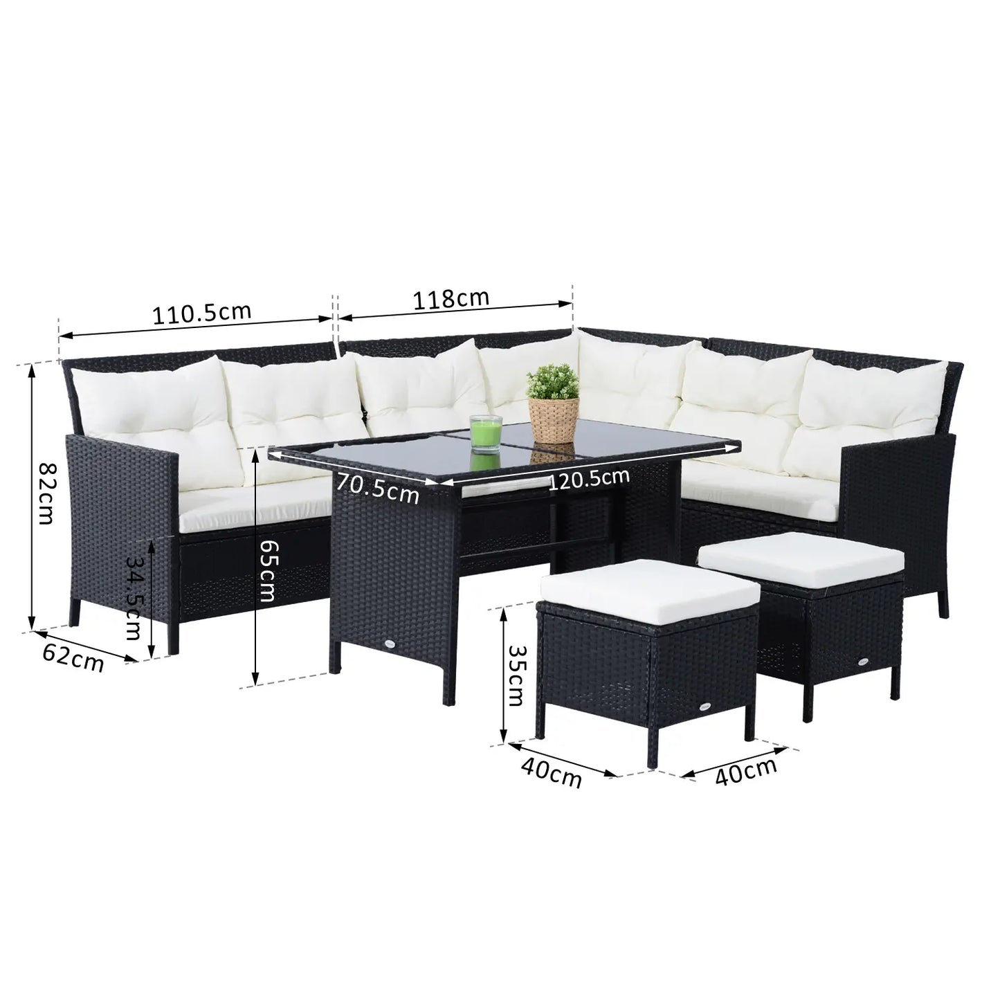 Outsunny 8-Seater Garden Rattan Furniture