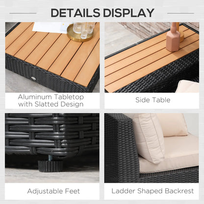 Outsunny 4 PCs Rattan Garden Furniture Outdoor Sectional Corner Sofa and Coffee Table Set